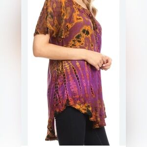 Sakkas Purple and Orange Tie-Dye Tunic